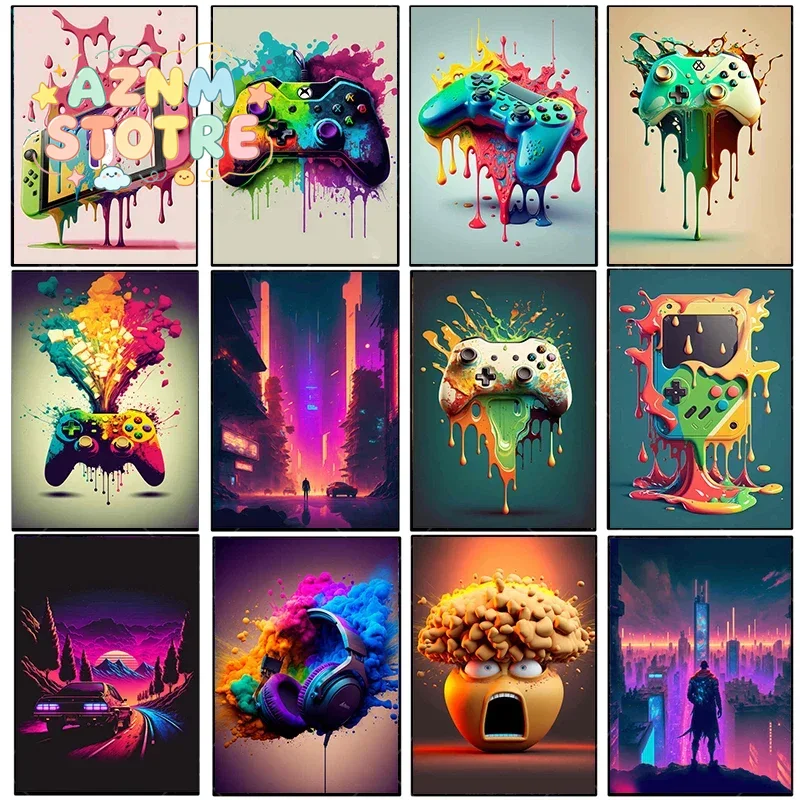 Esports In Gaming - Pintura em Tela Vintage Colorida, Poster