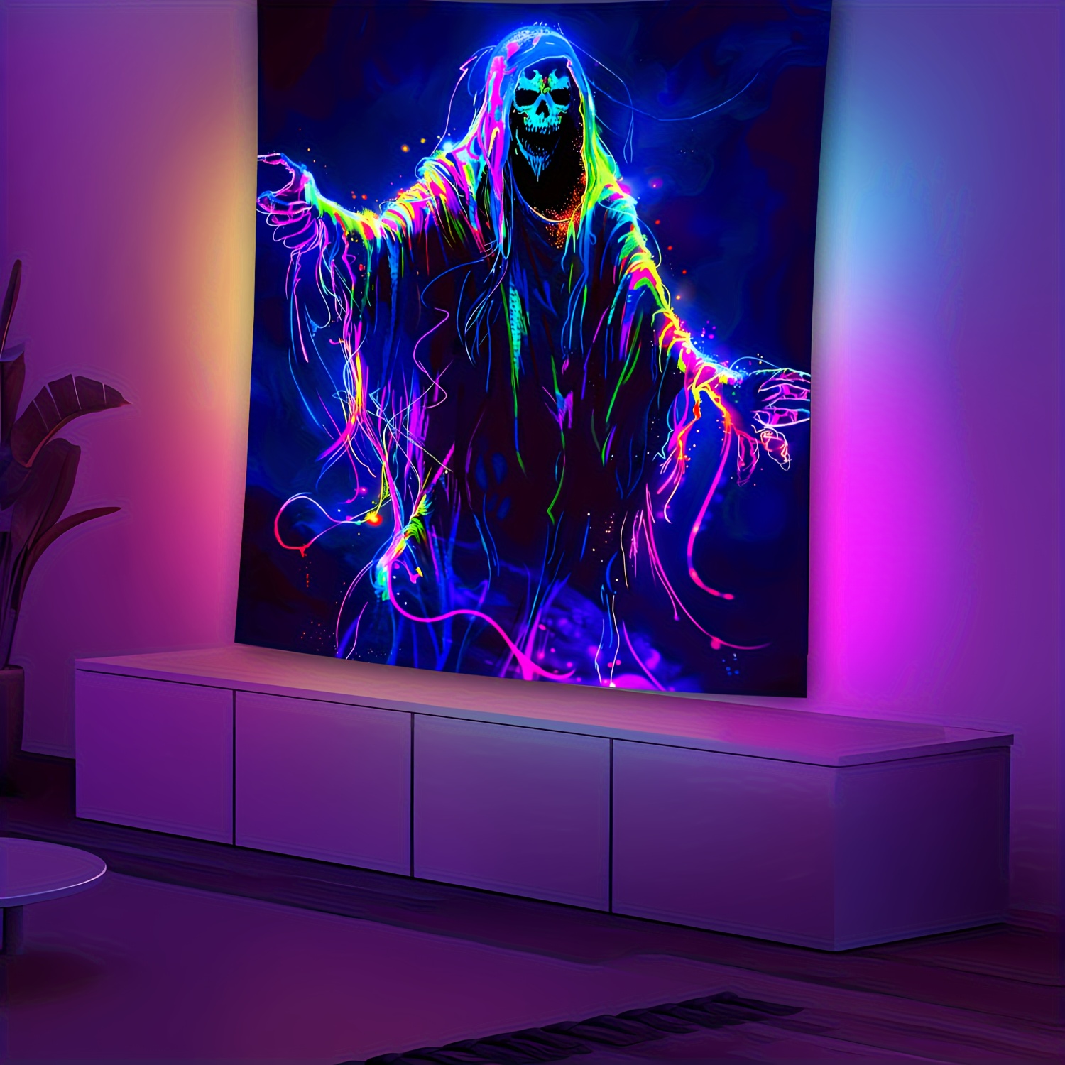 Esports Gaming Live - Vikama halloween cyberpunk neon crânio tapeçaria