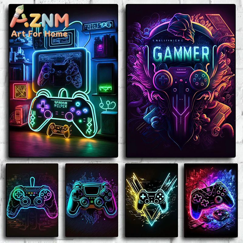 Esports In Gaming - Pôster Moderno Neon Pop Cool para