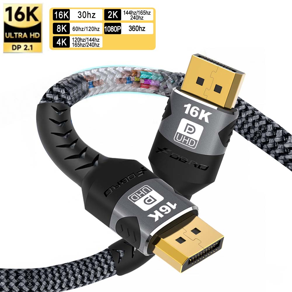Gaming Speaker 2.1 - Cabo DisplayPort 16K DP 2.1, Suporte