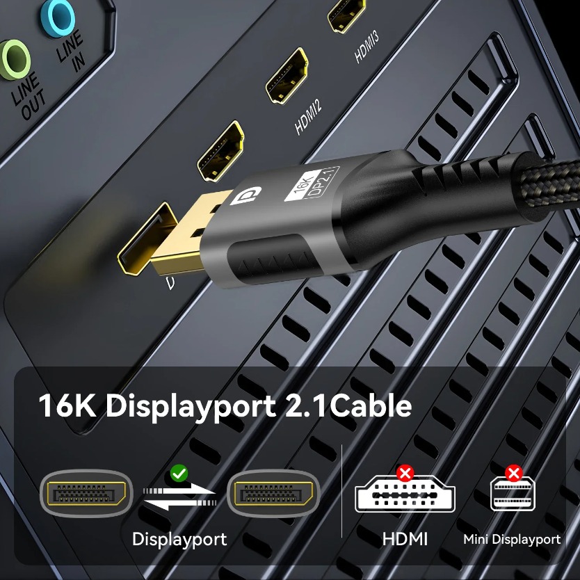 Cabo DisplayPort DP 2.1 80Gbps - Gaming Speaker 2.1 avaliação e preço